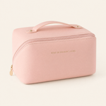 Makeup Organizer Bag for Travel – PU Leather Zip Cosmetic Case with Inner Dividers