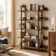 Standing Bookshelf 5 Tier – Industrial Metal Frame, Open Storage Rack for Living Room