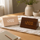 Wood LED Digital Alarm Clock – Triangle Desk Clock, Voice Activated, USB Powered