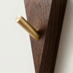 Modern Wooden Wall Hook – Self Adhesive Storage Hook with Angled Brass Peg for Home