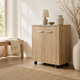 Storage Cabinet – Rolling Sideboard with 2 Doors, Internal Shelf, Castors, Natural Wood Finish, Living Room