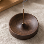 Solid Wood Incense Holder – Round Ash Catcher Tray for Sticks, Zen Home Decor