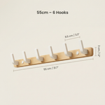 Wooden Wall Hook Rack – Black Walnut Coat Hanger Entryway Towel Bar Bathroom Bedroom Organizer