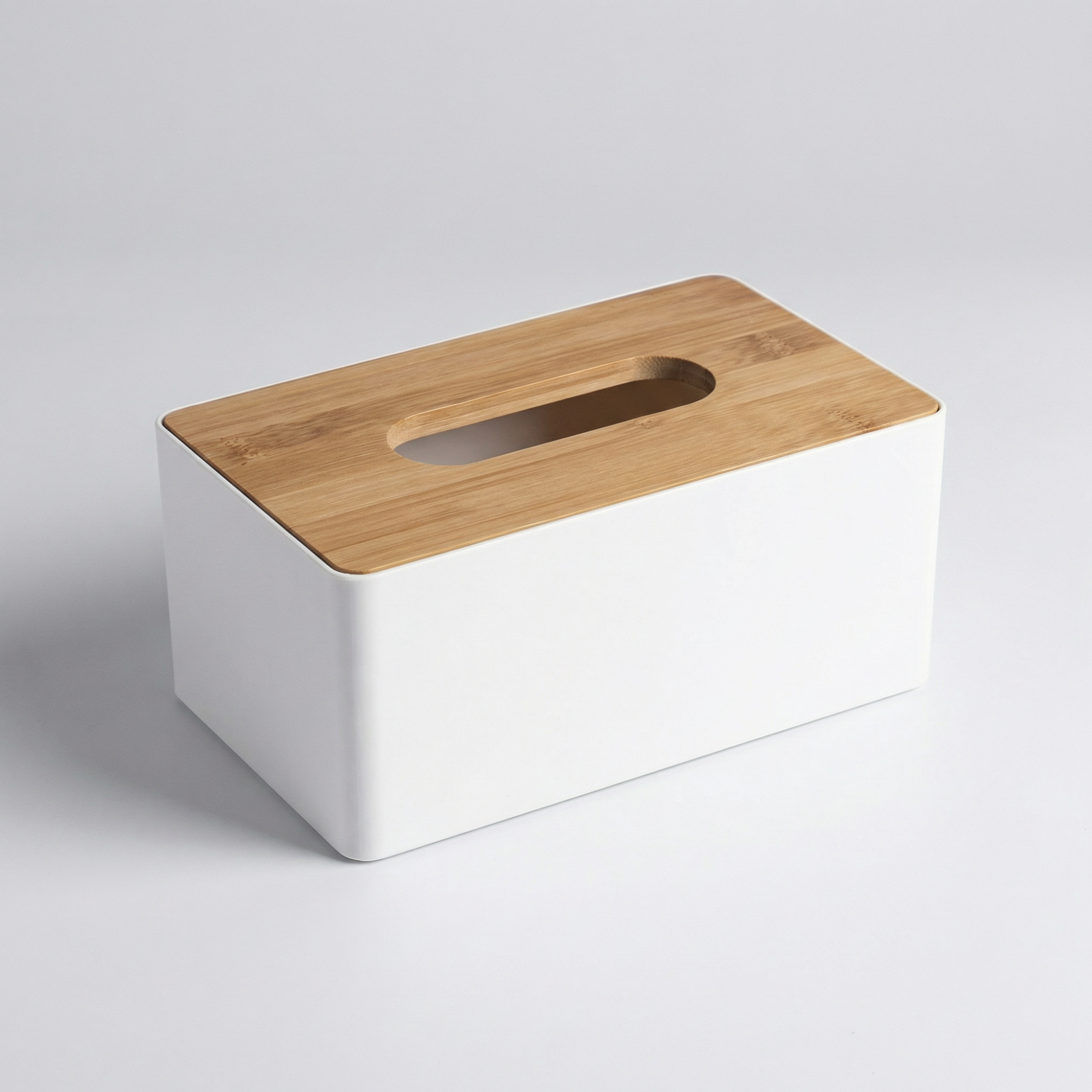 Bamboo Lid Tissue Box Cover – Modern Tissue Holder for Bathroom, Vanity, Living Room & Desk