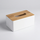 Bamboo Lid Tissue Box Cover – Modern Tissue Holder for Bathroom, Vanity, Living Room & Desk