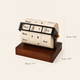 Rotating Perpetual Desk Calendar – Manual Roll Wheel Date Display, Wood Base