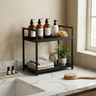 2 Tier Countertop Organizer Rack – Steel Storage Shelf for Bathroom, Kitchen Spices & Toiletries