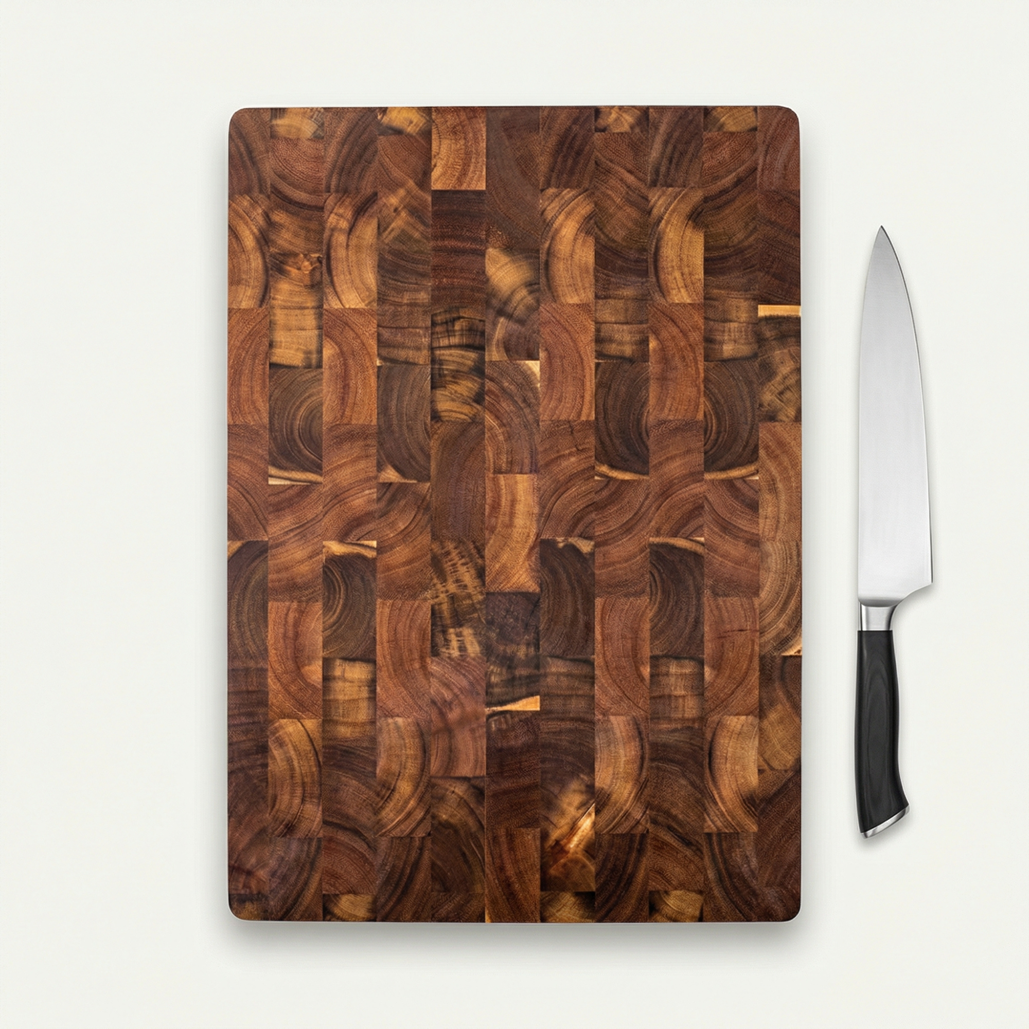 Double-Sided Acacia Wood Cutting Board - Professional Cooking Prep Board with End-Grain Style Look