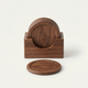 Wooden Coaster Set with Holder – 6 Round Coasters with Storage Stand for Kitchen & Living Room