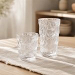 Glacier Texture Glass – Sculptural Clear Drinking Cup for Tea Coffee Water Home Bar