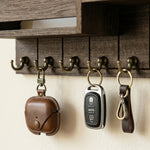 Wall Mounted Key Rack – Entryway Organizer with Shelf, 6 Hooks, Rustic Wood for Home, Hallway