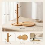 Bamboo Tree Branch Key Hanger with Storage Tray – Nordic Desktop Organizer Decor