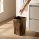 Square Wood Grain Waste Bin – 12L Open Top Trash Can for Bathroom Bedroom Office