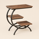 C-Shaped End Table with 3-Tier Shelves – Industrial Wood and Metal Sofa Side Table