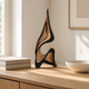 Abstract Wood Sculpture – Layered Minimalist Statue for Shelf, Desk and Living Room Decor