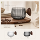 Ribbed Glass Coffee Mug with Wooden Handle – Heat Resistant, 200ml, Clear or Gray