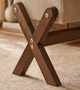 Wood X-Frame Cushioned Footstool – Upholstered Seat Bench Bedroom Entryway Living Room