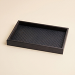 Decorative Storage Tray Woven PU Leather – Desk Vanity Jewelry Organizer Home Decor