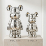 Metallic Ceramic Teddy Bear Statue – Modern Home Decor