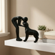 Abstract Human and Dog Sculpture – Minimalist Figurine for Desk, Shelf, Living Room Decor