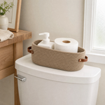 Oval Woven Storage Basket – Bathroom Organizer Toilet Paper Holder Desk Tray