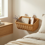Wall Hanging Rattan Storage Basket – Hand Woven Kitchen, Bathroom and Bedroom Decor