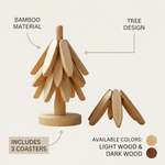 Wooden Tree Coaster Set with Stand – Heat Resistant Drink Coasters for Coffee Table