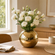 Gold Ceramic Ball Vase – Glossy Sphere Flower Pot for Modern Home Decor and Shelves
