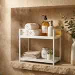2 Tier Countertop Organizer Rack – Steel Storage Shelf for Bathroom, Kitchen Spices & Toiletries