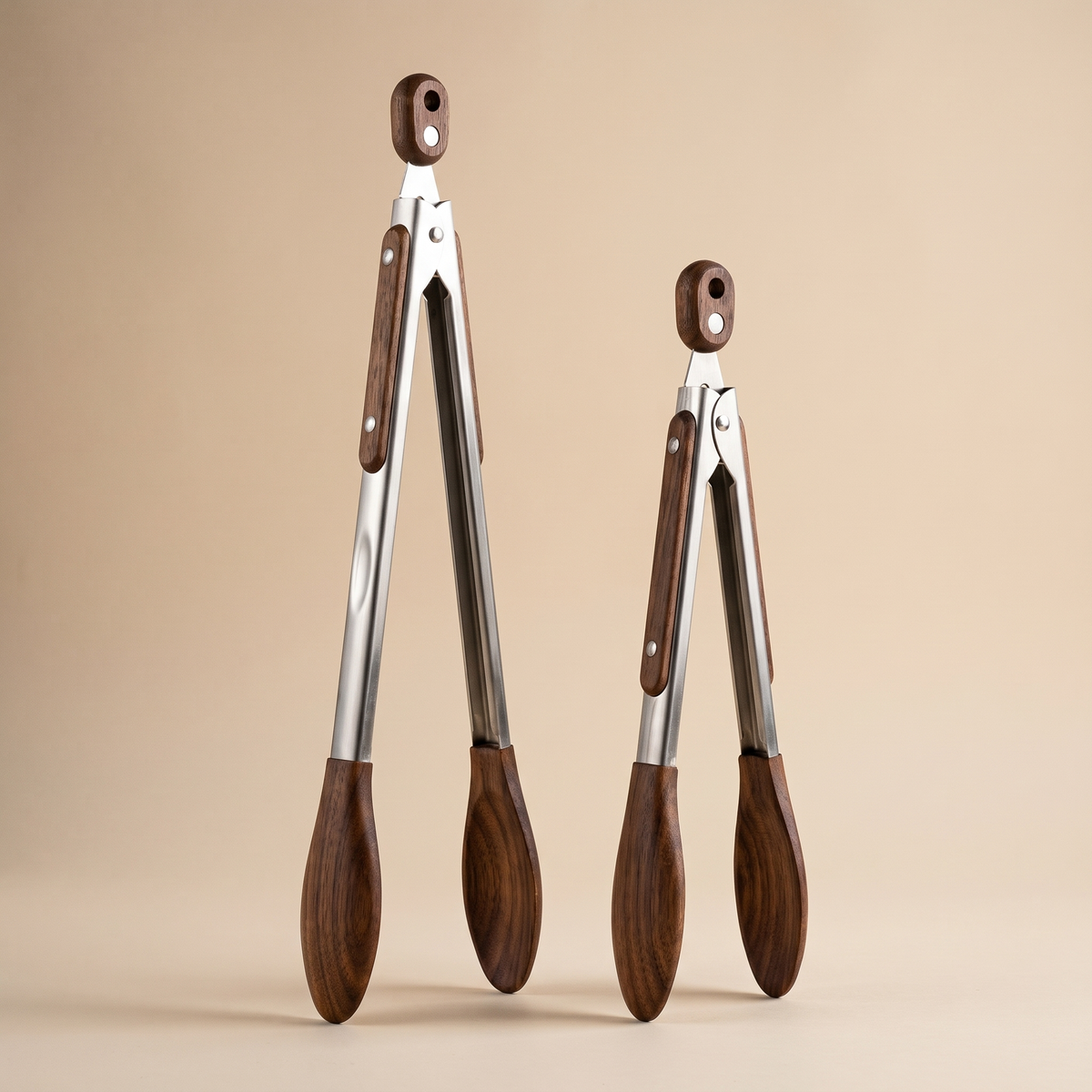 Wooden Cooking Tongs – Locking Stainless Steel BBQ Tongs Wood Handle Grilling Salad Serving