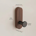 Adhesive Walnut Wood Wall Hook – Coat and Hat Hanger for Entryway & Bedroom Decor