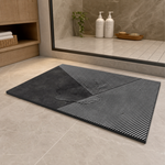 Geometric Bath Mat – Absorbent Non-Slip Quick Dry Shower Rug Minimalist Bathroom Decor
