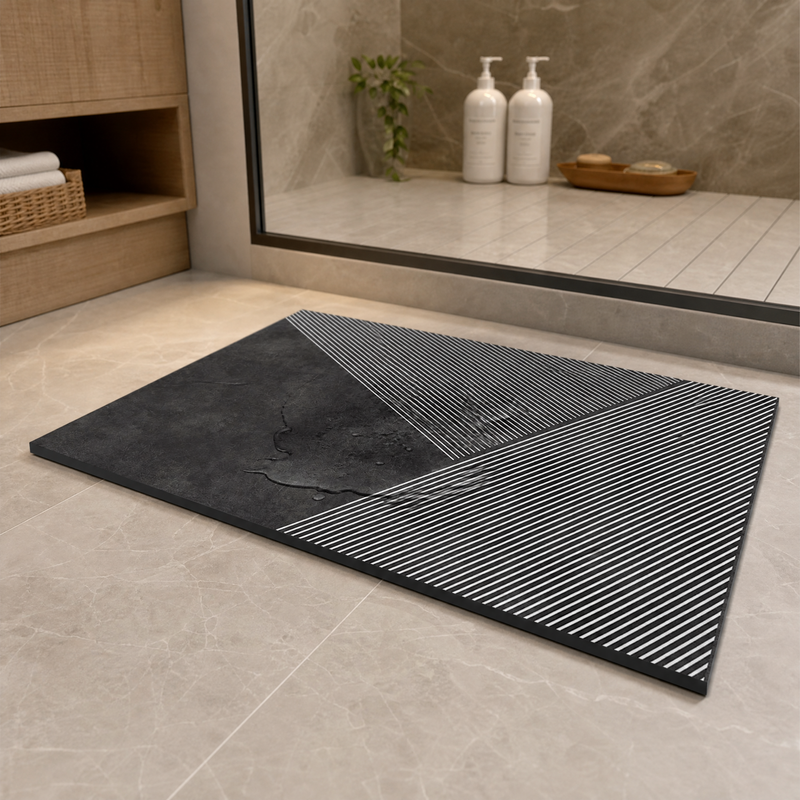 Tapis de bain géométrique — Tapis de douche absorbant antidérapant à séchage rapide Décoration de salle de bain minimaliste