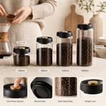 Airtight Glass Coffee Storage Jar – Vacuum Pump Canister for Beans Tea Spices