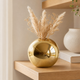 Gold Ceramic Ball Vase – Glossy Sphere Flower Pot for Modern Home Decor and Shelves