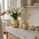 Gold Ceramic Ball Vase – Glossy Sphere Flower Pot for Modern Home Decor and Shelves