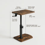 Sofa Side Table – Height Adjustable, 360° Rotating Tabletop, C-Shaped End Table for Bed or Couch