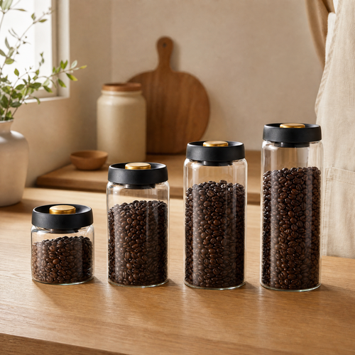 Airtight Glass Coffee Storage Jar – Vacuum Pump Canister for Beans Tea Spices