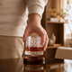 Crystal Tumbler Whiskey Glass – Textured Spinning Base, Cocktail, Bourbon, Bar Decor