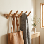 Wood Peg Hook Rail – 5 Hook Wall Mounted Coat Rack Entryway Hallway Organizer
