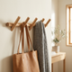 Wood Peg Hook Rail – 5 Hook Wall Mounted Coat Rack Entryway Hallway Organizer