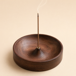 Solid Wood Incense Holder – Round Ash Catcher Tray for Sticks, Zen Home Decor