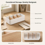 Desktop Storage Box with Wood Dividers – Desk Organizer for Home Office Decor