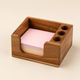 Wooden Sticky Note Holder with Pen Slots – Compact Desk Organizer for Home Office