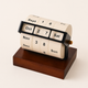 Rotating Perpetual Desk Calendar – Manual Roll Wheel Date Display, Wood Base