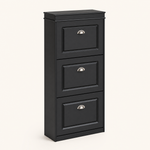 Shoe Cabinet with 3 Flip Drawers – Slim Entryway Storage Rack, White Grey Black