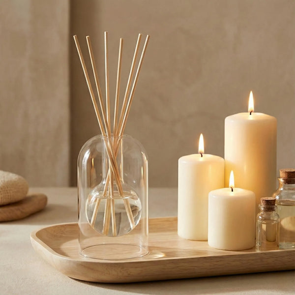 Glass Aromatherapy Diffuser - 130ml, Scandinavian Minimal Home Decor for Office Spa Kitchen Gifts