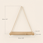 Wood Rope Hanging Wall Shelf – Pine Floating Shelves for Plants Home Decor Display
