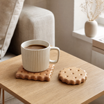 Wooden Biscuit Coaster – Cute Cookie Shape Desk Pad, Housewarming or Birthday Gift