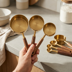 Measuring Cups and Spoons Set with Wood Handles – 8-Piece Stainless Steel Baking Set